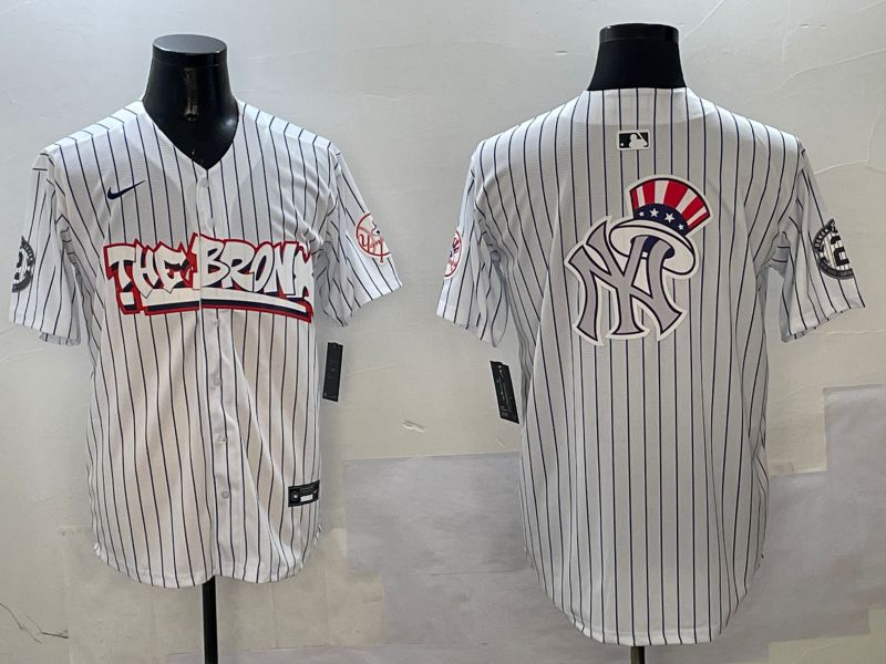 Men New York Yankees Blank White Stripe four generations Joint Name 2025 Nike MLB Jersey style 15